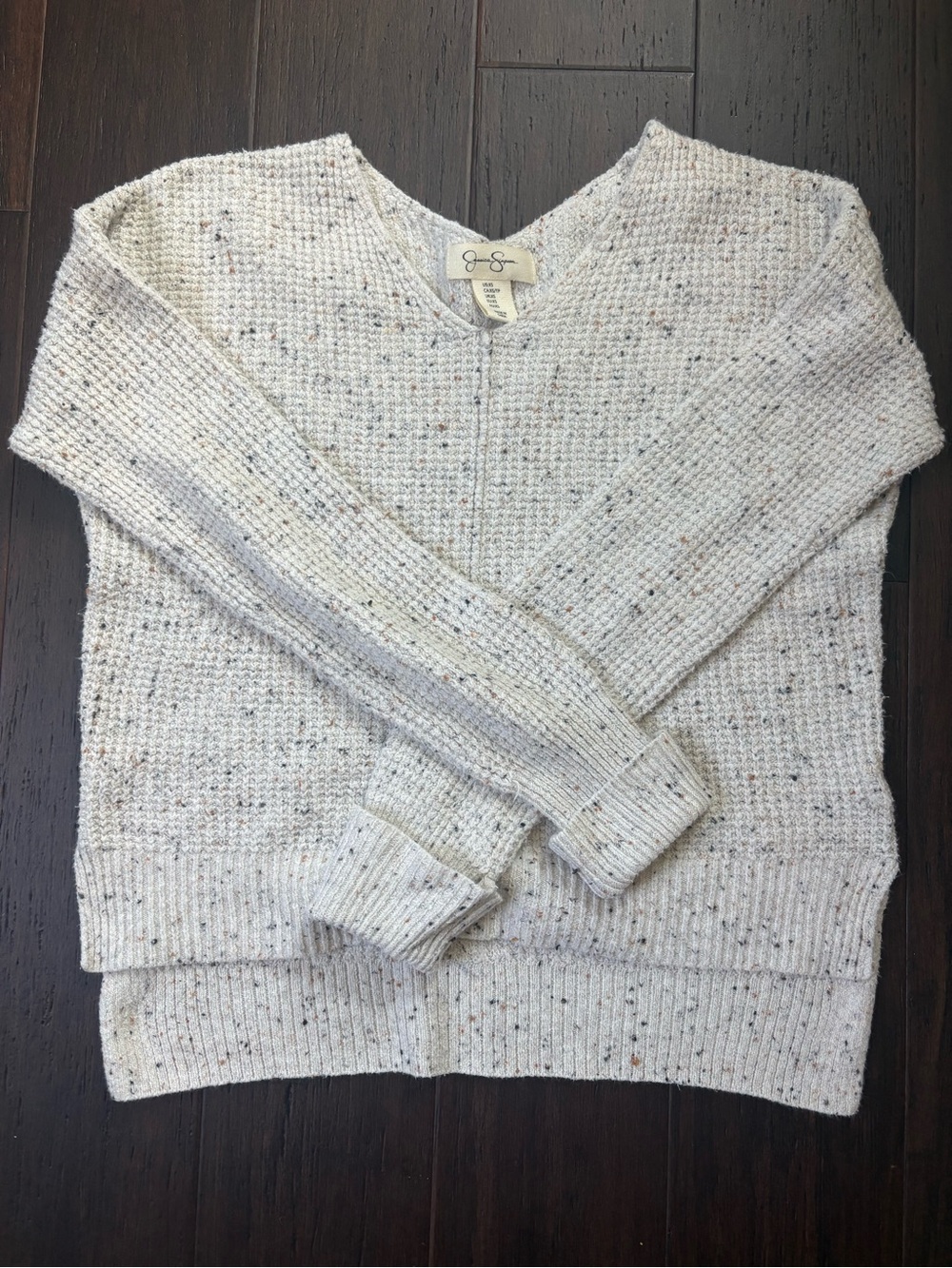 Jessica Simpson Cream Speckled V-Neck Sweater
